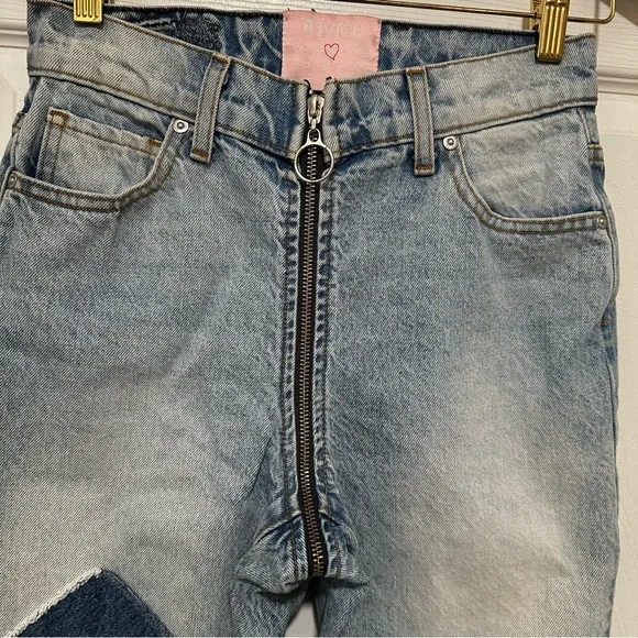 REVICE Denim Blue Ankle Cropped Jeans with Distressed Hem Size 26 Made in USA - Picture 15 of 16